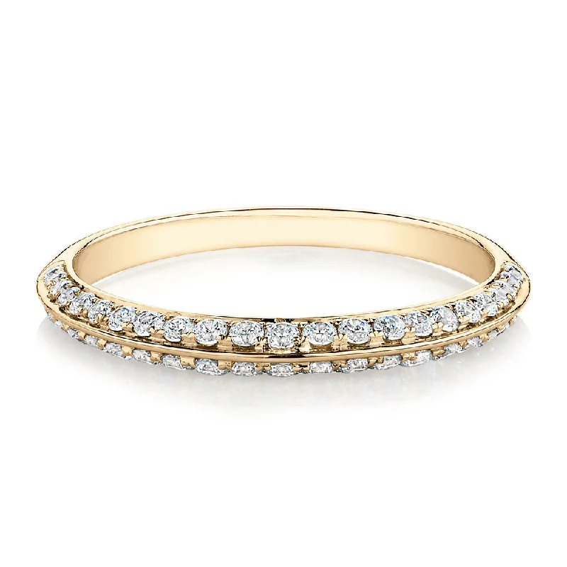 Women’s birthstone rings for women-Wedding or eternity band with 0.35 carats* of diamond simulants in 14 carat yellow gold