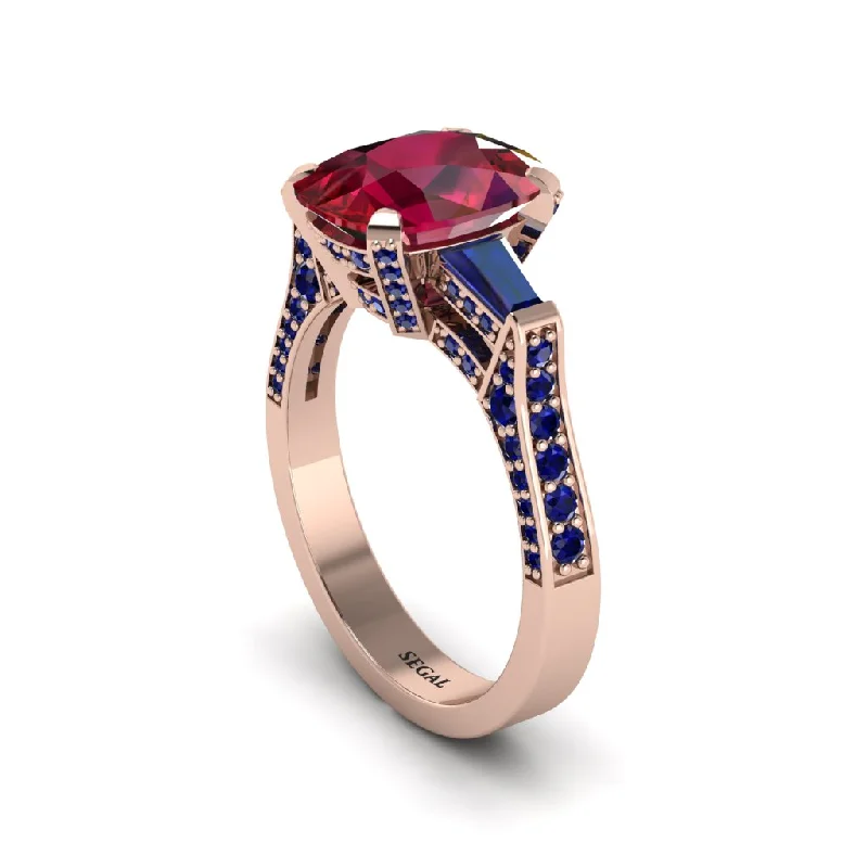 Women’s dazzling engagement ring-Exclusive Handmade Ruby Geometrical Engagement Ring - Yolanda No. 71