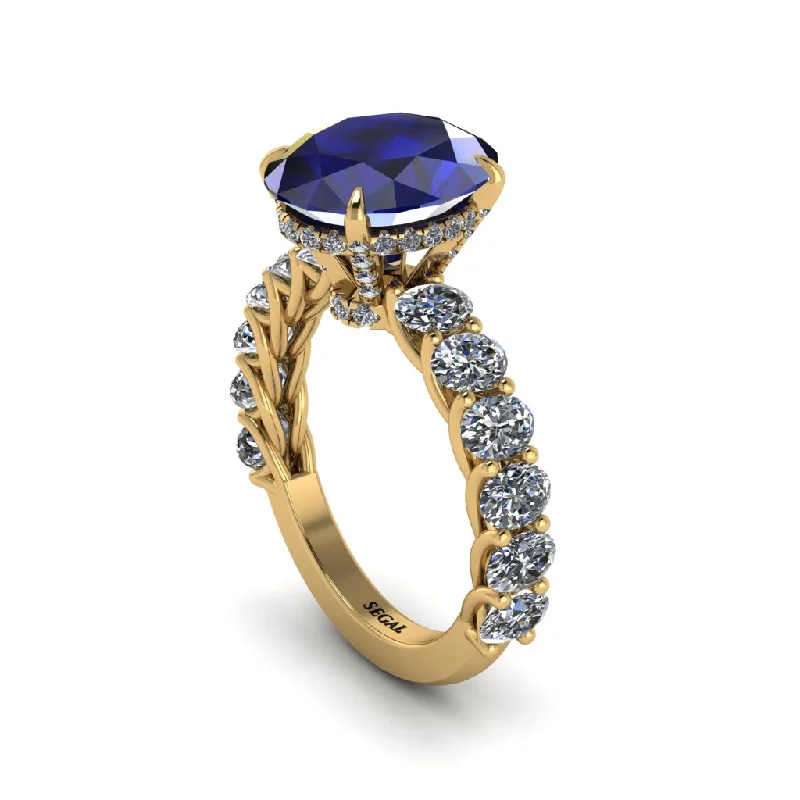 Women’s platinum engagement ring-4ct Oval Cut Sapphire Engagement Ring - Xena No. 13