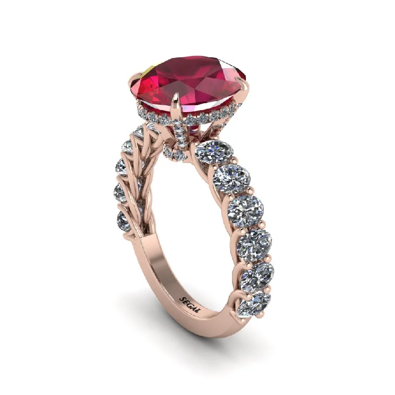 Women’s diamond engagement ring-4ct Oval Cut Ruby Engagement Ring - Xena No. 11