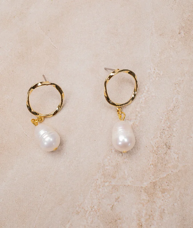 Women’s silver-plated earrings-Pearl & Gold Tone Earrings