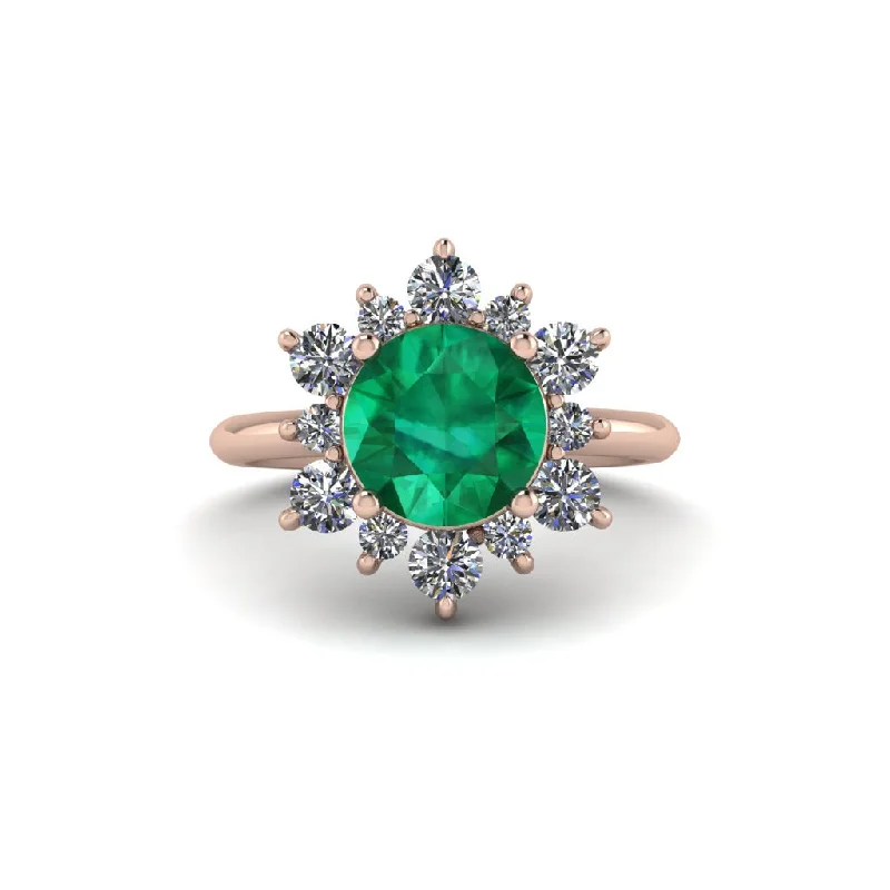 Women’s round engagement ring-Vintage Emerald Snowflake Engagement Ring - Priscilla No. 5