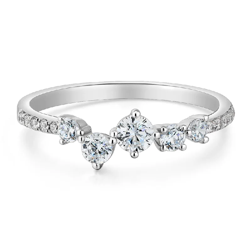 Women’s unique gemstone rings-Dress ring with 0.46 carats* of diamond simulants in 10 carat white gold