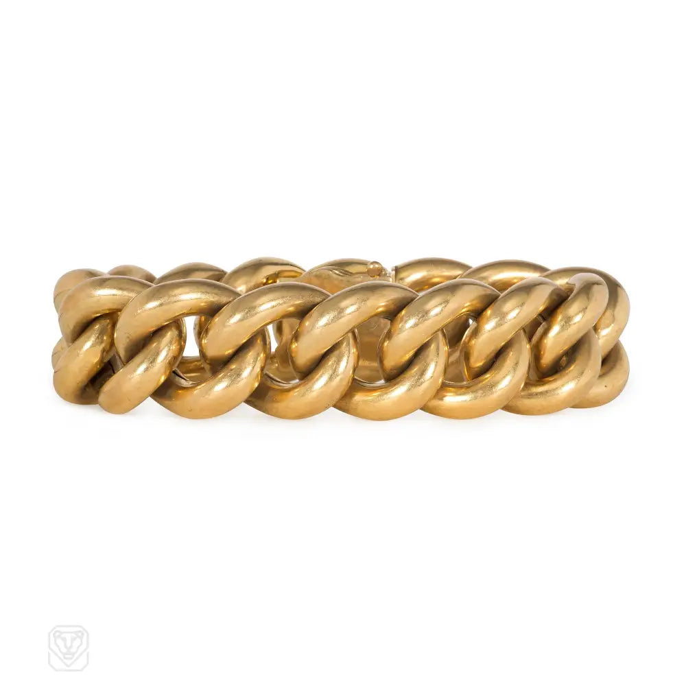 Women’s custom bangles-Retro French gold curblink bracelet