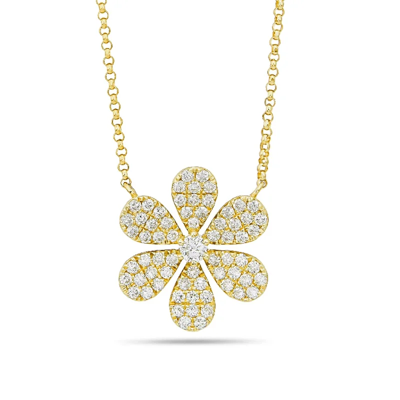 Women’s gemstone charm necklaces-18K Gold 3.56ct Diamond Flower Necklace