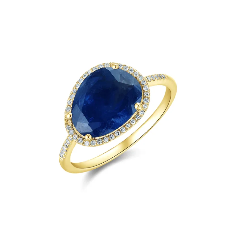 Women’s solitaire diamond rings-Emerson Faceted Blue Sapphire Ring