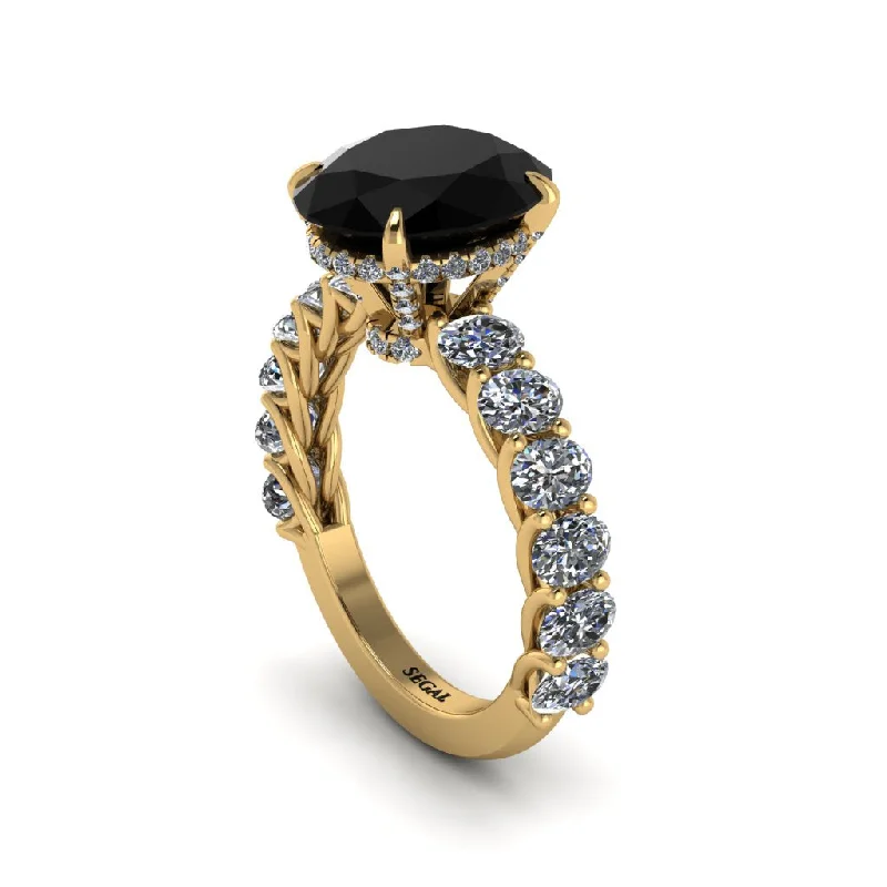 Women’s premium engagement ring-4ct Oval Cut Black Diamond Engagement Ring - Xena No. 7