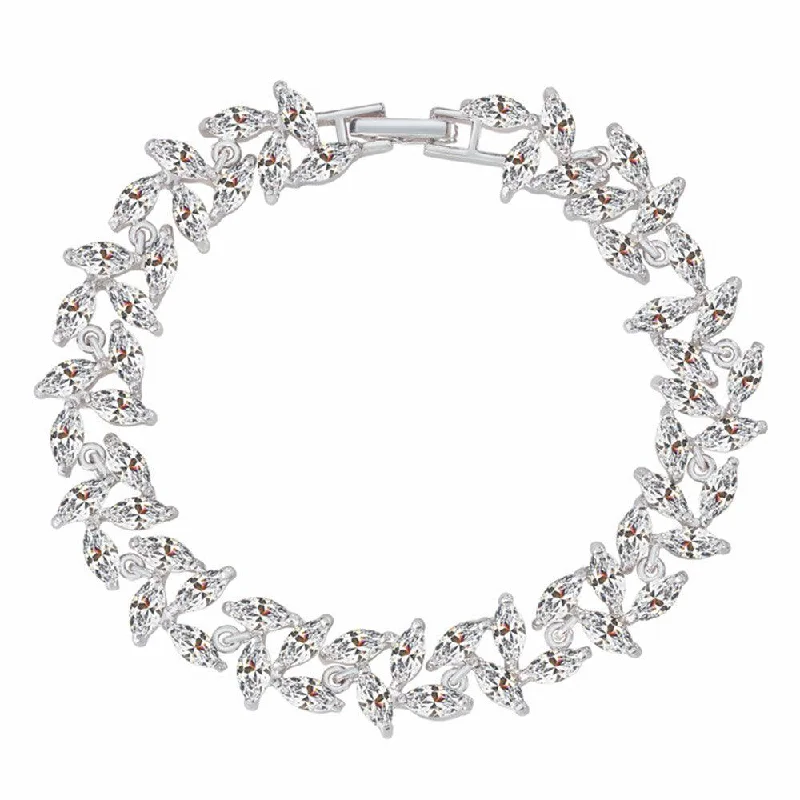 Women’s trendy bracelet-Tennis Bracelet with Marquise Cut Cubic Zirconia