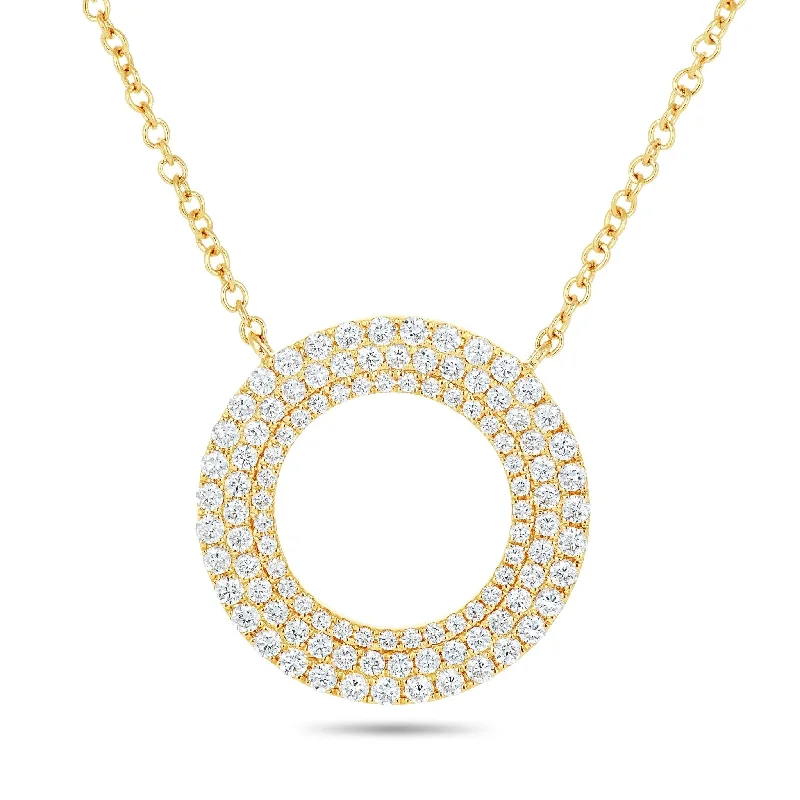 Women’s heart-shaped necklaces-18K Gold 0.68ct Diamond Halo Circle Necklace