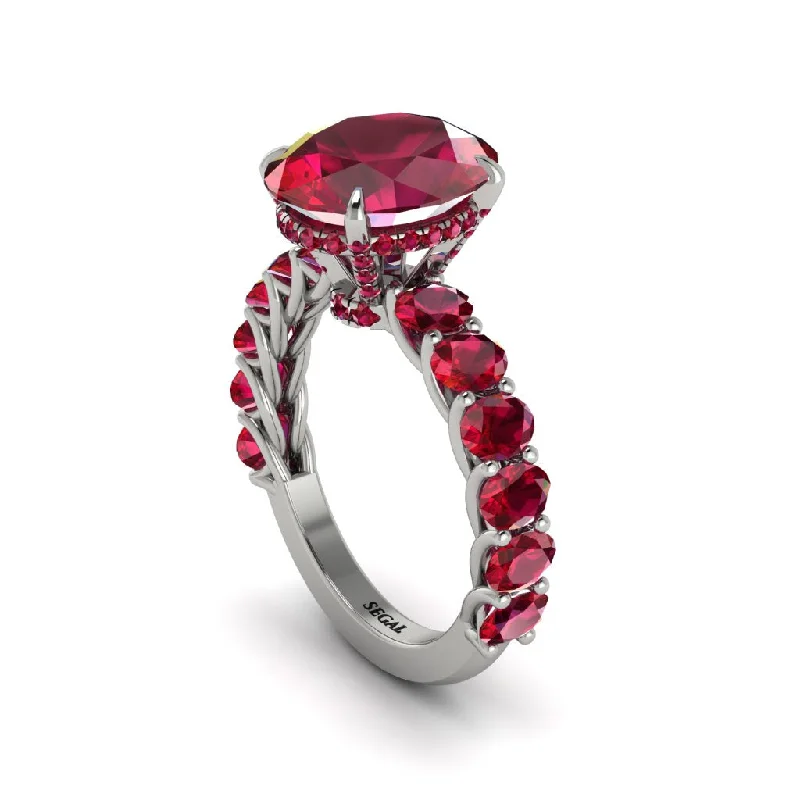 Women’s round cut engagement ring-4ct Oval Cut Ruby Engagement Ring - Xena No. 57