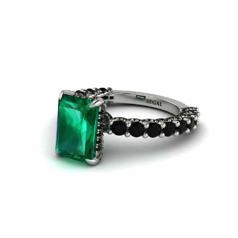 Women’s stylish engagement ring-Vintage Radiant Cut Emerald Engagement Ring - Renee No. 36