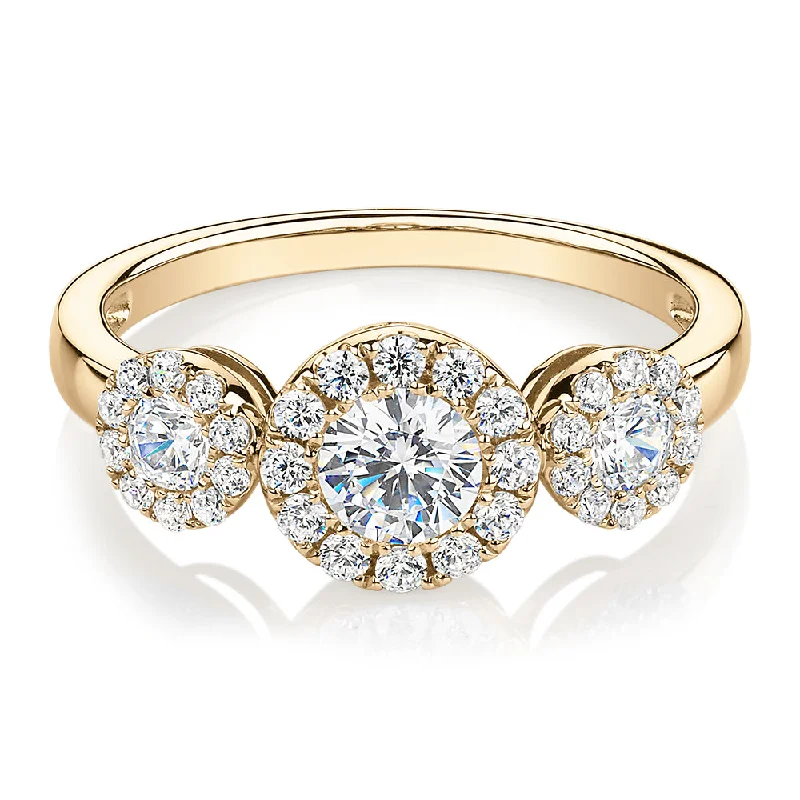 Women’s hammered rings-Celeste Dress ring with 1.02 carats* of diamond simulants in 10 carat yellow gold