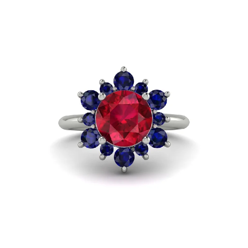 Women’s high-end engagement ring-Vintage Ruby Snowflake Engagement Ring - Priscilla No. 72