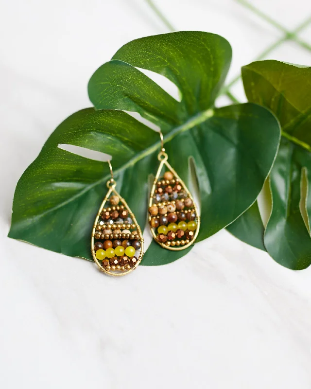 Women’s fashionable stud earrings-Amber Beaded Teardrop Earrings