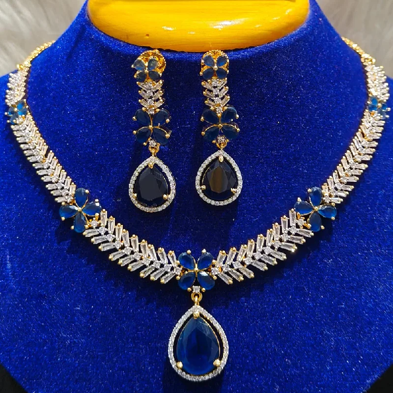 Women’s elegant pendant necklaces-Jain Jewellers Gold Plated AD Necklace Set