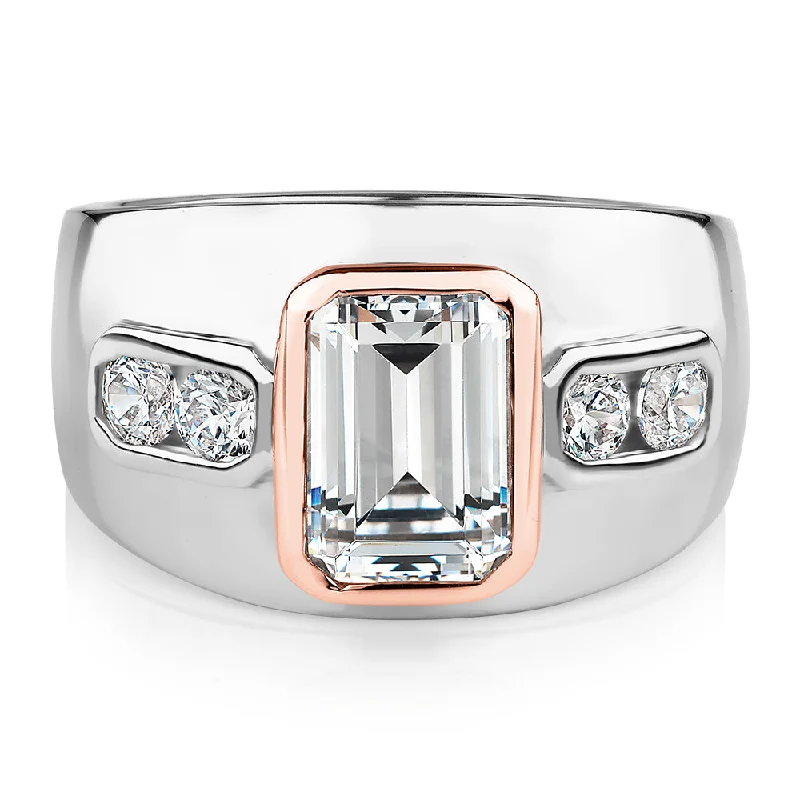 Women’s boho rings-Synergy dress ring with 2.61 carats* of diamond simulants in 10 carat rose gold and sterling silver