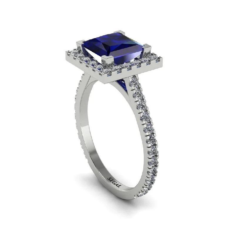 Women’s chic engagement ring-Princess-Cut Floating Halo Sapphire Engagement Ring - Candice No. 15