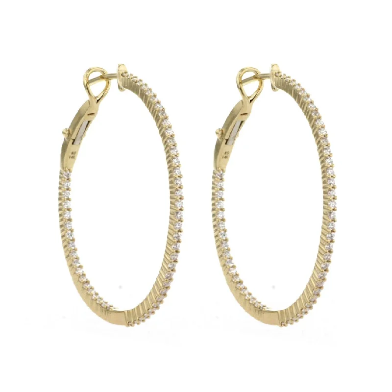 Women’s hoop and drop earrings-1.02 ctw Diamond 1.20" Inside-Out Hoop Earrings