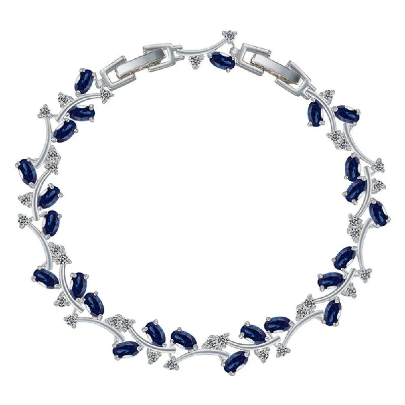 Women’s designer bangle-Cubic Zirconia Tennis Bracelet with Sapphire and AAA+ Cubic Zirconia Stones