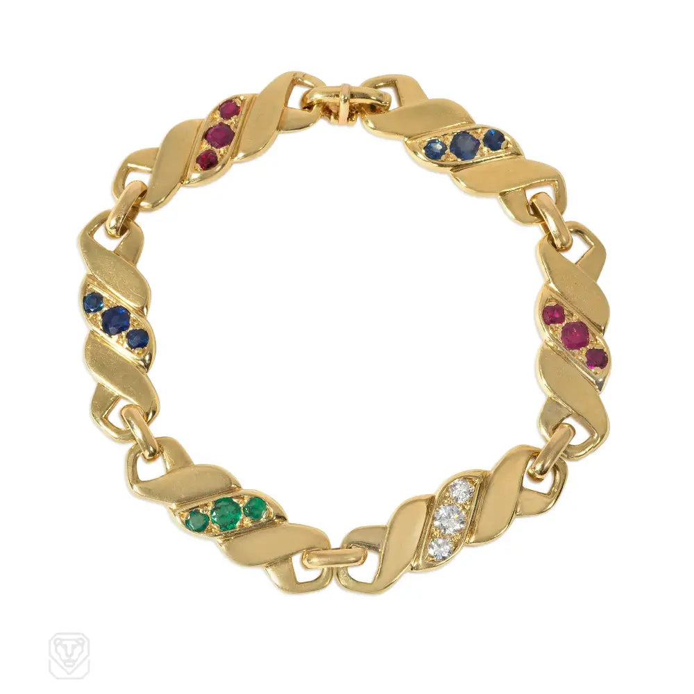 Women’s simple bracelet-Maison Gerard, Paris multigem twisted link bracelet