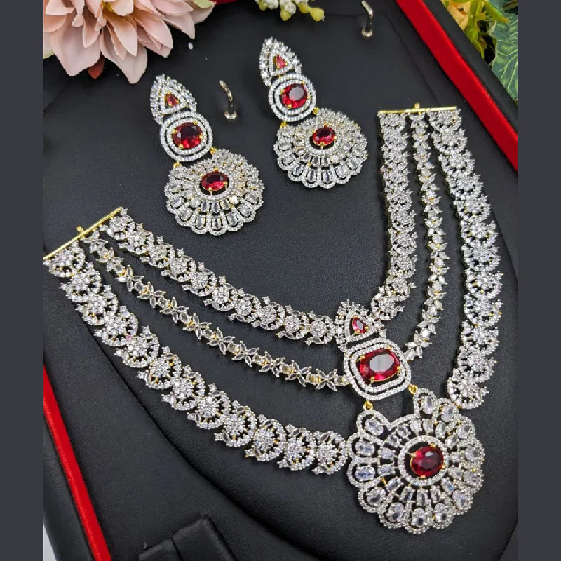 Women’s crystal pendant necklaces-Aamrapali Gold Plated American Diamond Necklace Set