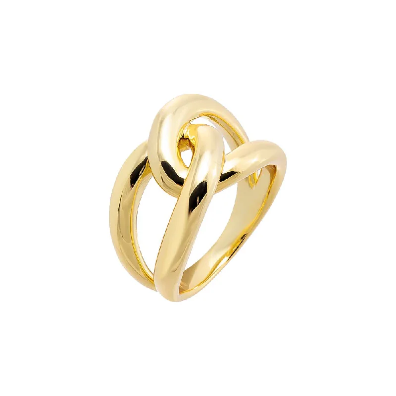 Women’s luxury rings-Gold Solid Intertwined Chunky Chain Ring (Size 7)