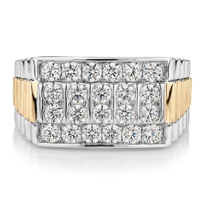 Women’s floral diamond rings-Dress ring with 1.32 carats* of diamond simulants in 10 carat yellow gold and sterling silver