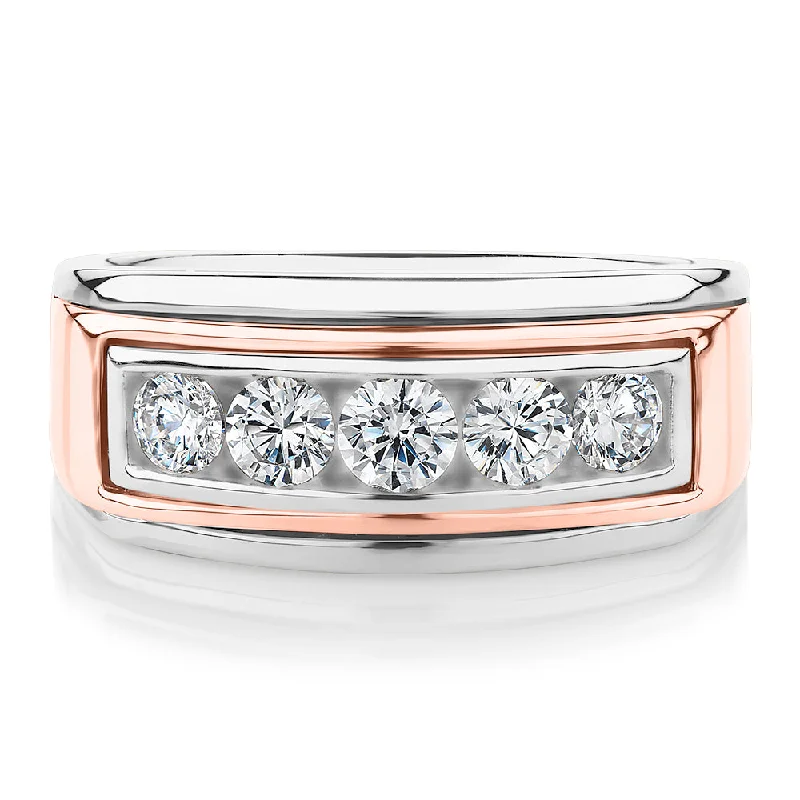 Women’s stackable wedding rings-Dress ring with 1.01 carats* of diamond simulants in 10 carat rose gold and sterling silver