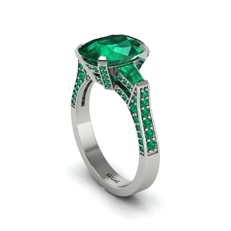 Women’s custom diamond engagement ring-Exclusive Handmade Emerald Geometrical Engagement Ring - Yolanda No. 21