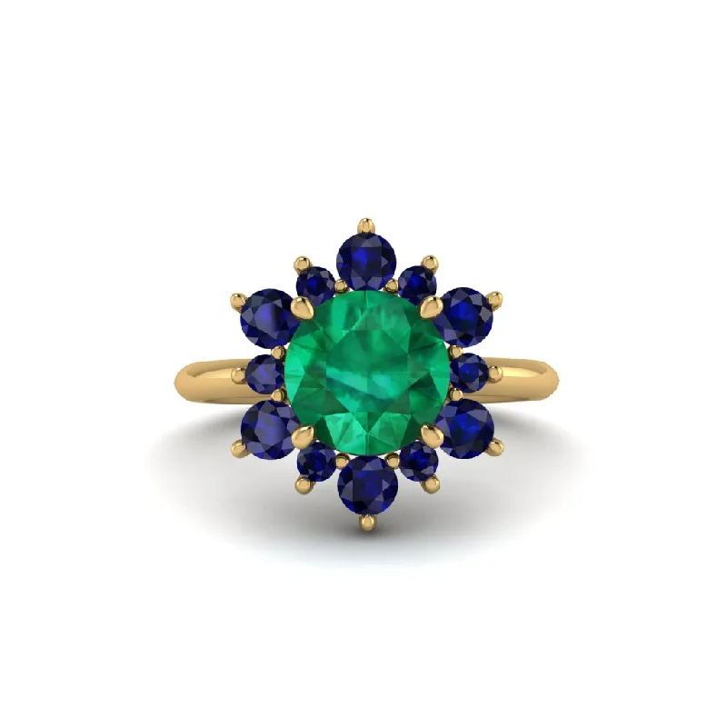 Women’s luxurious engagement ring-Vintage Emerald Snowflake Engagement Ring - Priscilla No. 64