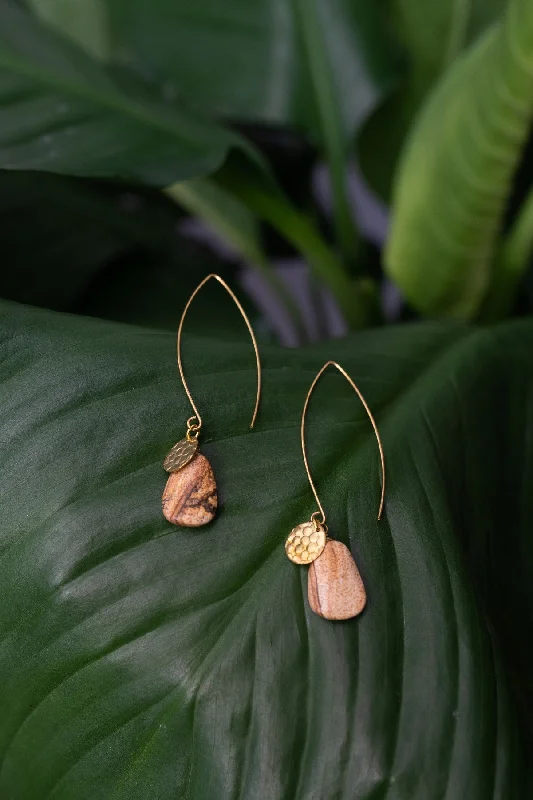 Women’s classic gold earrings-Easy Elegance Earrings - Jasper