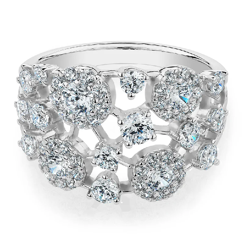 Women’s round-cut engagement rings-Celeste Dress ring with 1.59 carats* of diamond simulants in 10 carat white gold