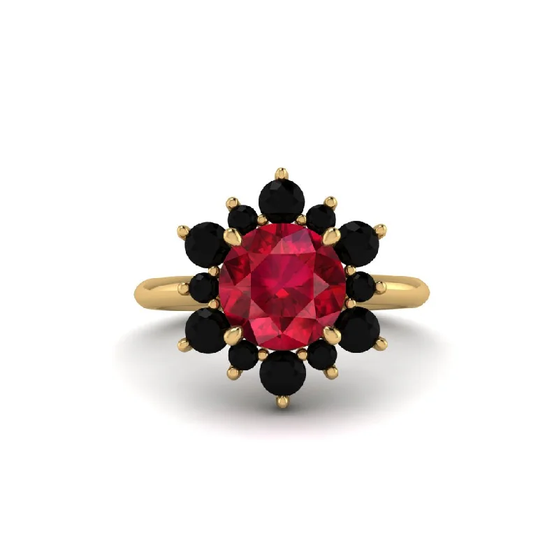 Women’s mixed metal engagement ring-Vintage Ruby Snowflake Engagement Ring - Priscilla No. 40