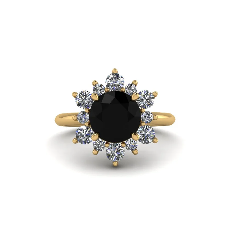 Women’s vintage engagement ring-Vintage Black Diamond Snowflake Engagement Ring - Priscilla No. 7