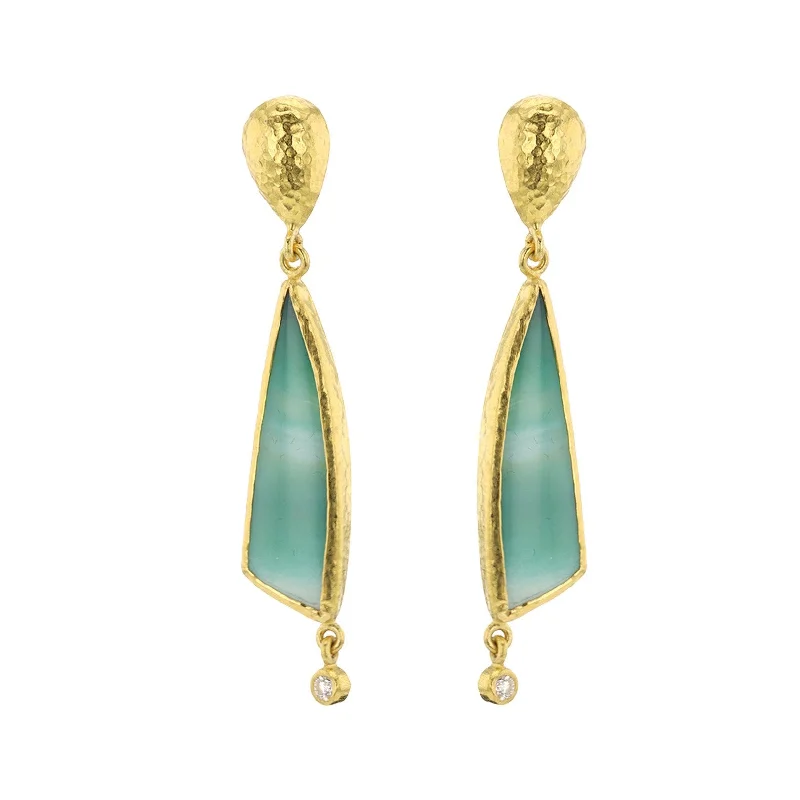 Women’s diamond earrings-Opal Wood Drop Earrings