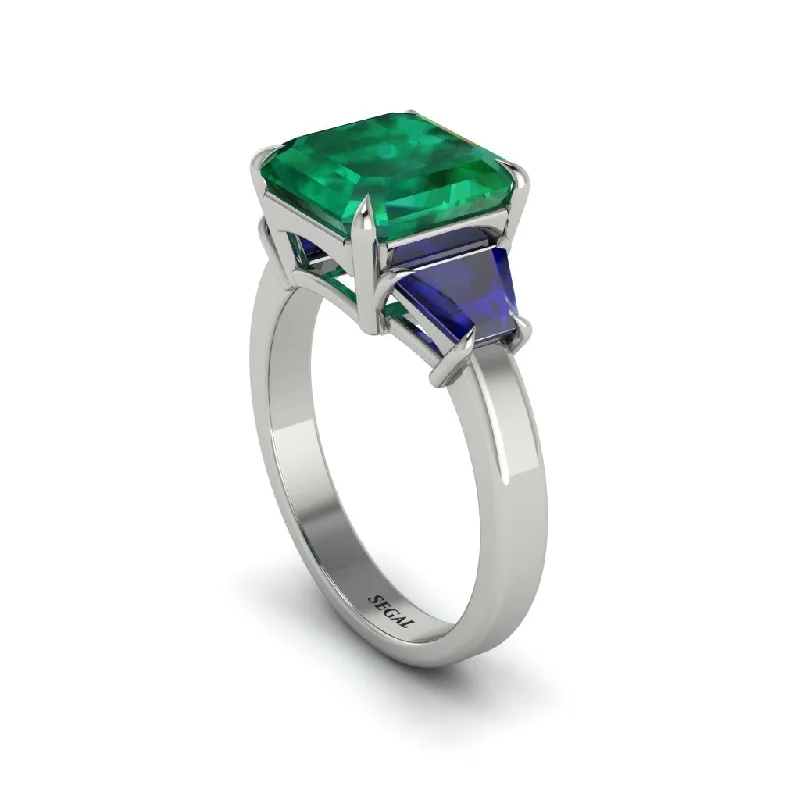 Women’s gemstone wedding ring-Three Stone Emerald Engagement Ring - Bethany No. 66