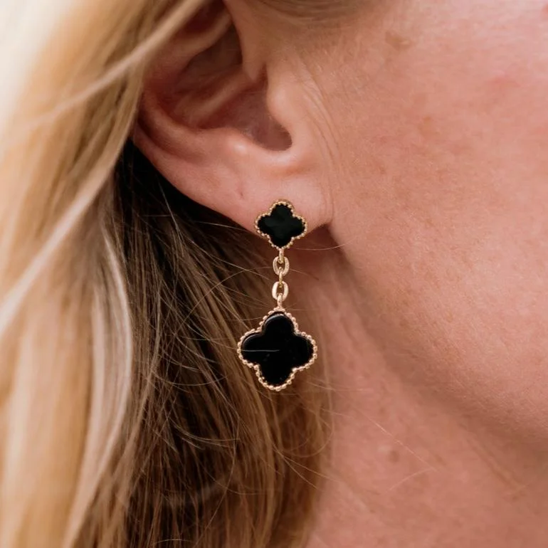 Women’s dangle earrings-Good Luck Babe Quatrefoil Dangle Earrings