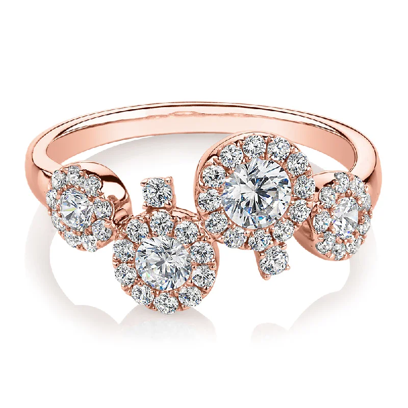 Women’s infinity rings-Celeste Dress ring with 0.92 carats* of diamond simulants in 10 carat rose gold