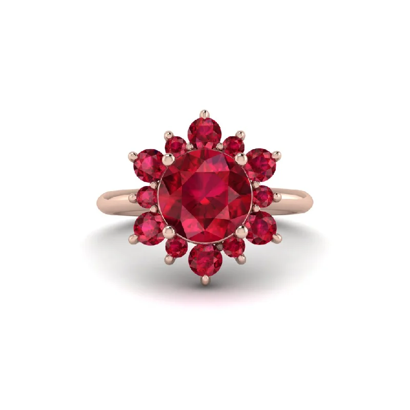 Women’s heart-shaped engagement ring-Vintage Ruby Snowflake Engagement Ring - Priscilla No. 56