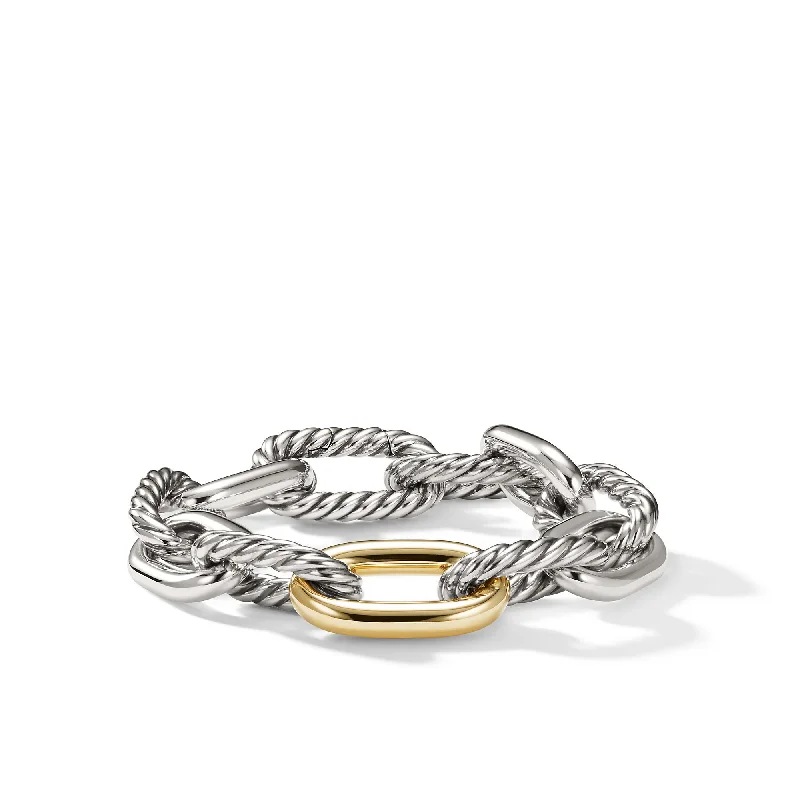 Women’s cuff bracelet-DY Madison® Chain Bracelet in Sterling Silver with 18K Yellow Gold\, 13.5mm