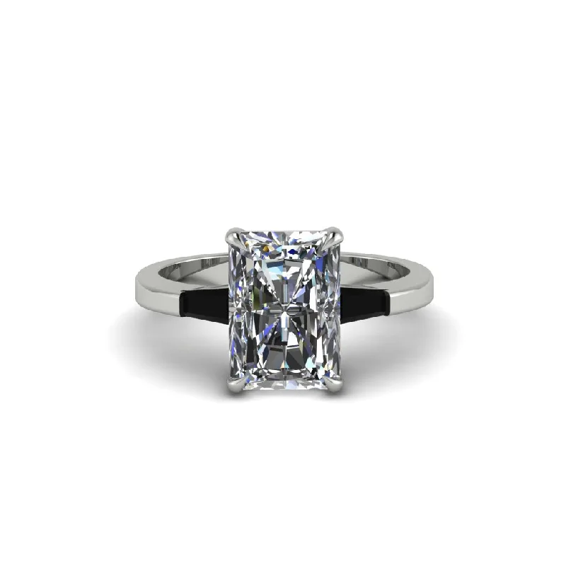 Women’s matching engagement ring and band-Three Stone Radiant Cut Diamond Engagement Ring - Hillary No. 33