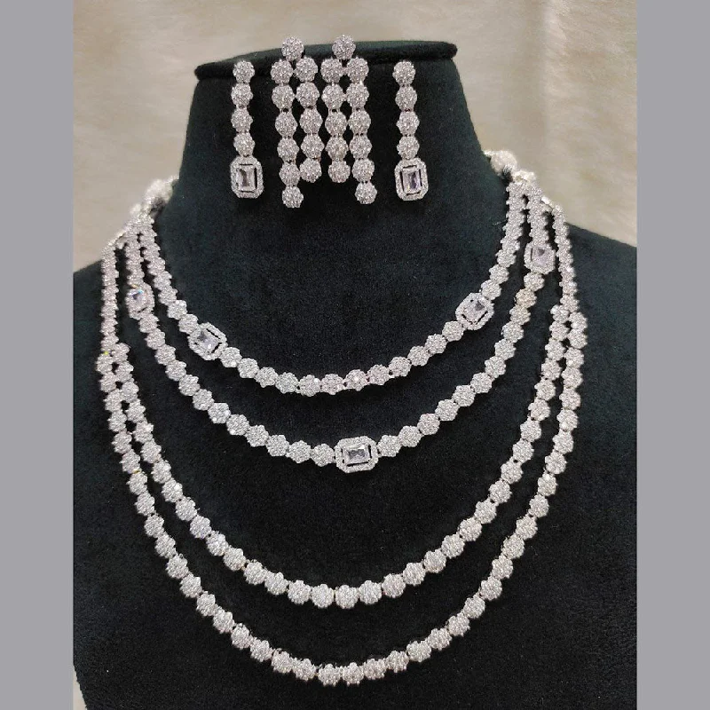 Women’s choker necklaces-Aamrapali Silver Plated AD Necklace Set