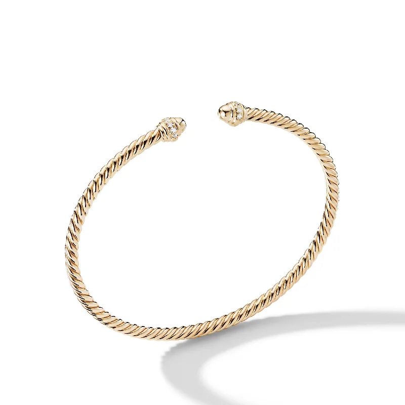 Women’s friendship bracelet-Classic Cablespira® Bracelet in 18K Yellow Gold with Diamonds\, 3mm