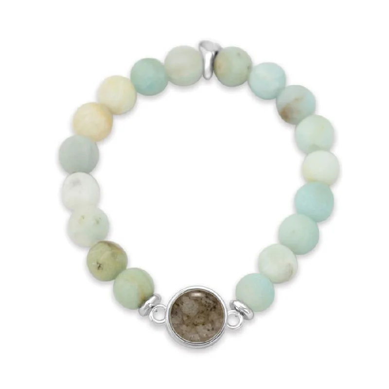 Women’s diamond bracelet set-Round Beaded Bracelet - Amazonite