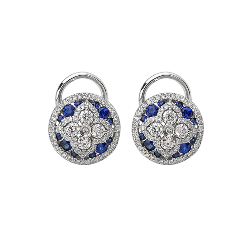 Women’s luxury diamond earrings-Blue Sapphire & Diamond Earrings