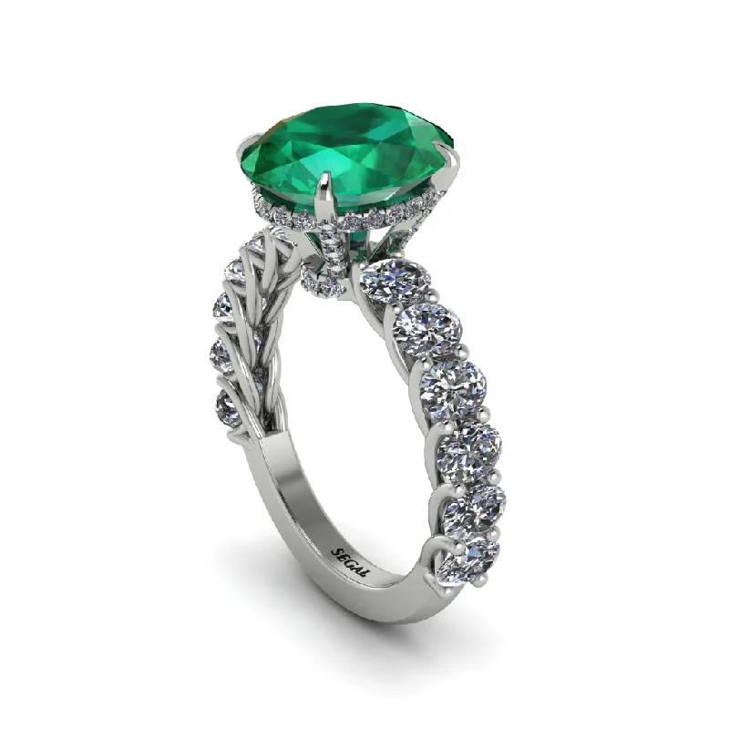 Women’s elegant diamond engagement ring-4ct Oval Cut Emerald Engagement Ring - Xena No. 6