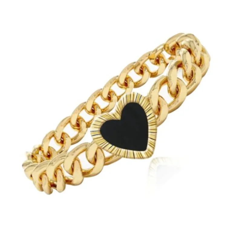 Women’s custom-made rings-Fluted Outline Stone Heart Cuban Ring