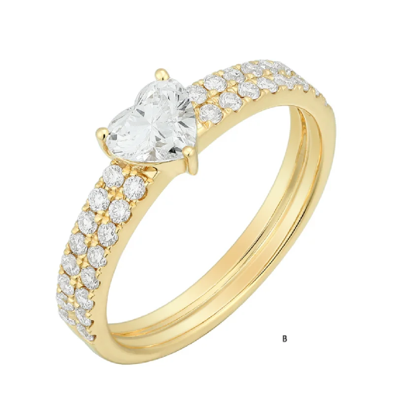 Women’s designer wedding rings-Lab Double Row Band with Diamond Center