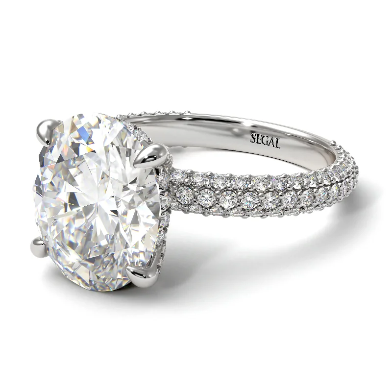 Women’s alternative engagement ring-Oval Cut Diamond Classic Pave Engagement Ring - Irene No. 3