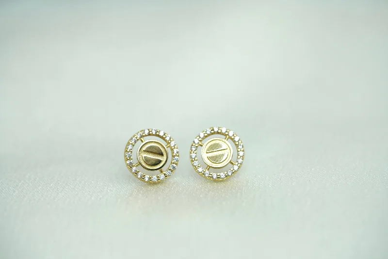 Women’s affordable earrings-14k Round Crystal Earrings New